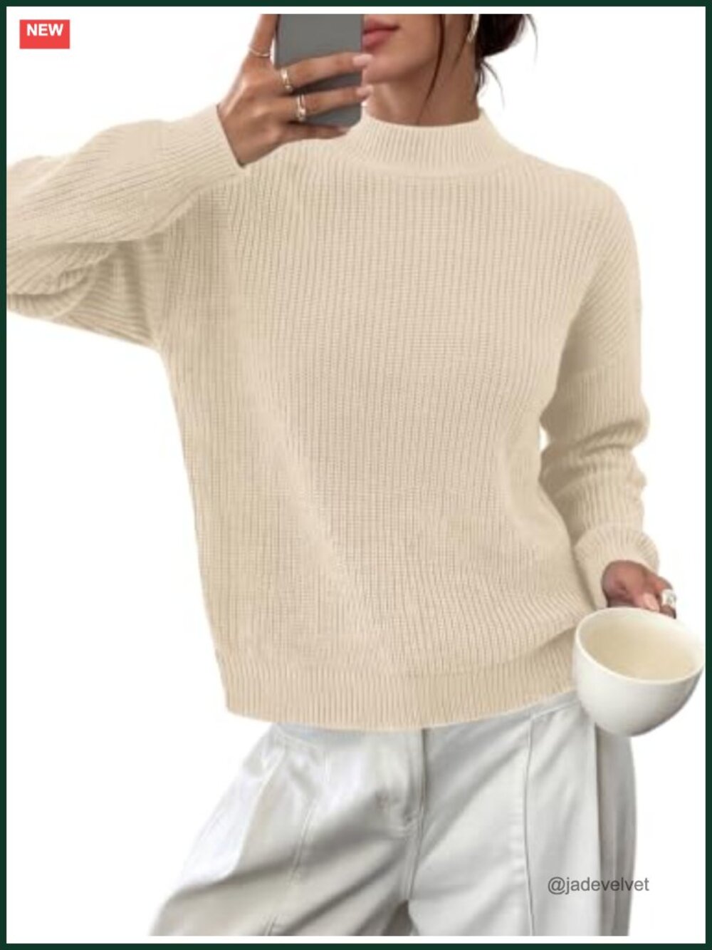 WIHOLL Cozy Mock Neck Sweater Lightweight Long Sleeve Pullover